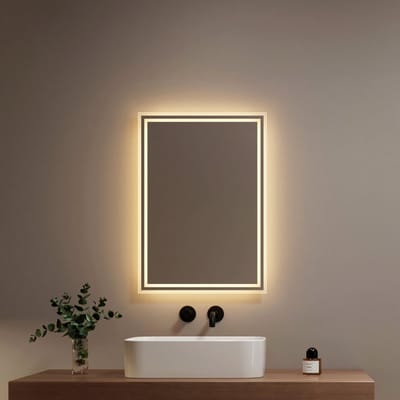 EMKE Spiegel met Verlichting - 3000K Warm Wit - Wandschakelaar Vereist - 50x70 cm - Badkamerspiegel Basisversie