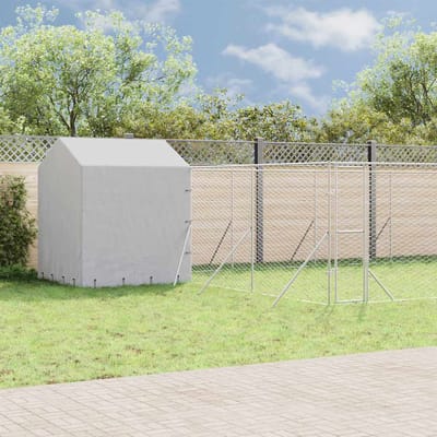 vidaXL Hondenkennel met dak 10x6x2,5 m gegalvaniseerd staal zilver
