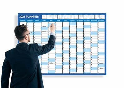 Dailygoods- Wandkalender 2026 A1 - Jaarlijkse Planner - Muurplanner - 84,1x59,4cm - Hoogwaardig Papier - Glanzend Kunstpapier - Muurkalender