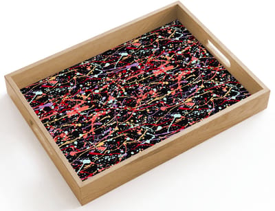 Dienblad hout 40x30 cm - Schootdienblad - Spat - Abstract - Waterverf - Zacht - Borrelplank rechthoek - Plateau dienbladen