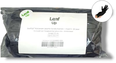 LeafUp® Katoenen handschoenen zwart – maat S – 12 paar