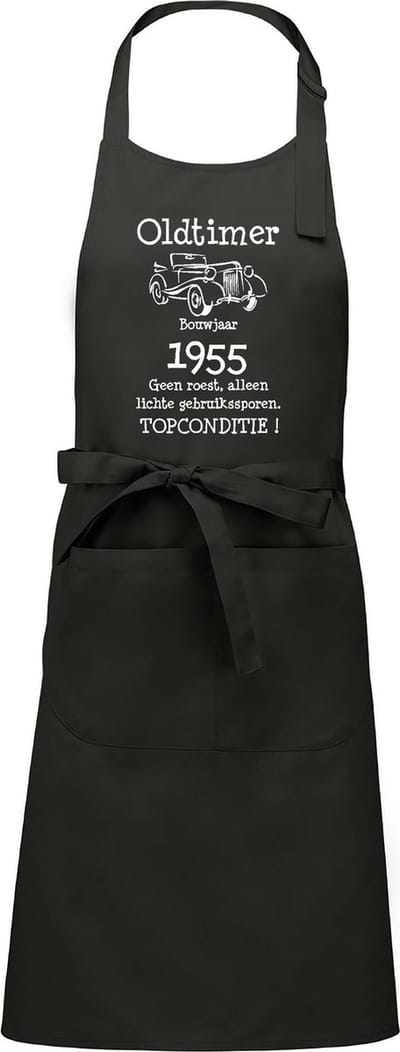 mijncadeautje - Luxe - Keuken - Kook - Barbecueschort - Leeftijd - geboortejaar - verjaardag en feest - kado - Oldtimer 1950 - chique grijs