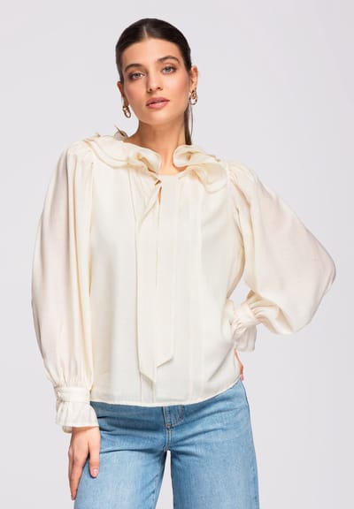 OMBRE - Loose Fit - Lange Mouw - Geen Sluiting Beige S