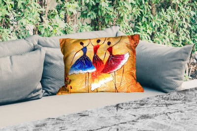 Buitenkussens - Tuin - Schilderij - Vrouwen - Jurk - Olieverf - 50x30 cm
