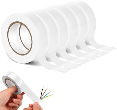 Elektrische Isolatietape 6 Rollen 19mm x 20m PVC, Waterdicht en Sterk Zelfklevend voor Reparatie en Bescherming van Elektrische Draden DIY (Wit)
