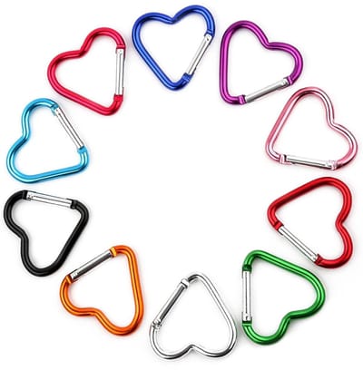 Dailygoody - Hartvormige karabijnhaken - Sleutelhanger met karabijnhaak - Kleurrijk en duurzaam - Perfect voor kamperen - Meerkleurig - Ideaal voor re.