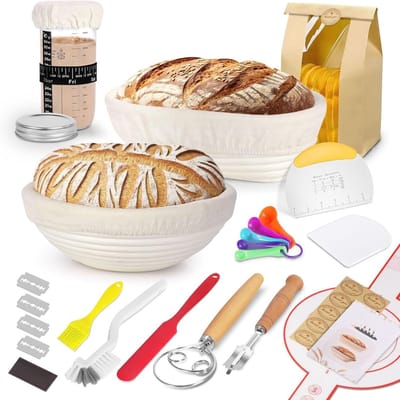 REN®Zuurdesem Starter Set - Zuurdesem - Zuurdesem Starterset - Set 12 Stuks - Bakgereedschap voor Bakliefhebbers en Beginners - Veelkleurig - 20cm x 23cm x 17cm
