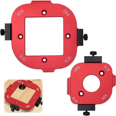 Verstelbare Straalmal - Boog Hoek Sjabloon - Houtbewerking Meubels - 4 in 1 Ontwerp - R10 tot R50 - Rood
