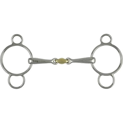 Mors met 3 ringen voor paard van messing Metalab