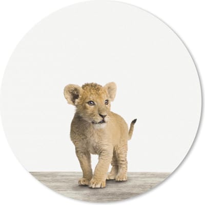 Muismat rond 20x20 cm - Mousepad Dieren - Leeuw - Welp - Ronde muismatten