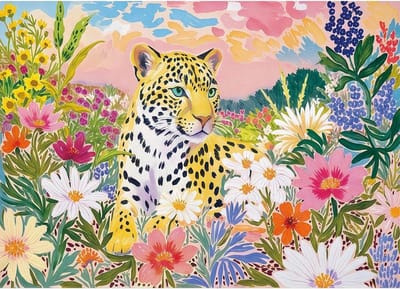 Legpuzzel 500 - Puzzel Volwassenen - Ontspannend Tijdverdrijf - Precisie Gesneden Stukjes - 53 x 38 cm - Bloemen Luipaard