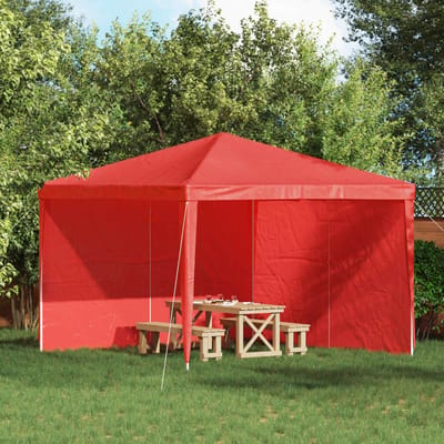 vidaXL - Party - Tent - Zijwand - 2 - st - 300 - x - 195 - cm - Rood - PE - en - staal