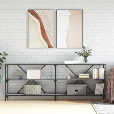 vidaXL - Wandtafel - 200x30x75 - cm - bewerkt - hout - en - ijzer - grijs - sonoma - eiken