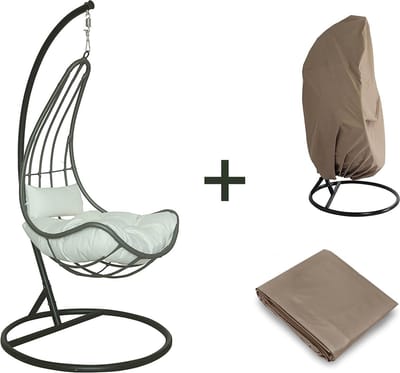 Hangstoel Polyrattan CAMA - Met regenhoes + kussens