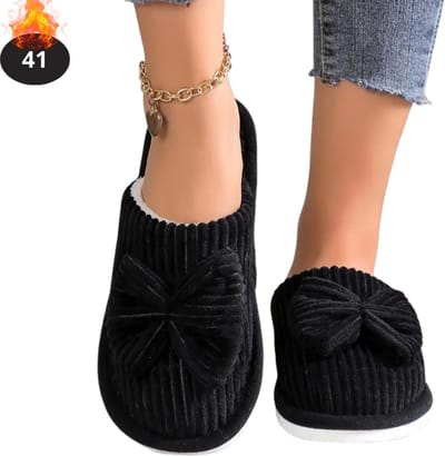 Nivard Warme Pantoffels - Sloffen - Slippers - Dames - Heren - Pluche - Maat 41 - Zwart