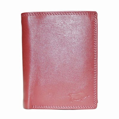 Donkerrode Euro Portemonnee Leer - Compact Leren Portemonnee Donkerrood