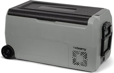 Steamy-E Dual Zone Roller Elektrische Compressor Koelbox Op Wielen - 32 liter - 12V en 230V - voor auto en camping - Grijs