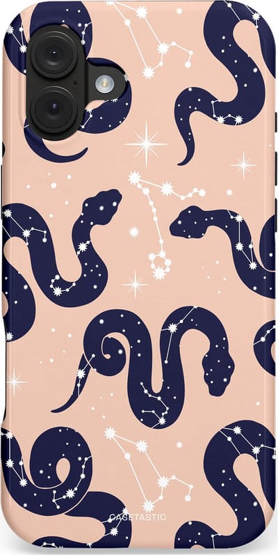 Casetastic hoesje geschikt voor Apple iPhone 16 Plus - MagSafe - Dubbellaagse bescherming - Astro slang - Fashion Case - Zand Perzik Donkerblauw Grijs