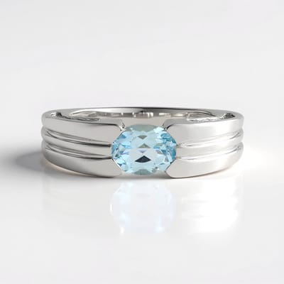 Cavill - Zilveren ring met hemelblauwe topaas 1,321 ct ovaal - 925 Sterling zilver geplatineerd - elegant dames sieraad - Braziliaanse edelsteen