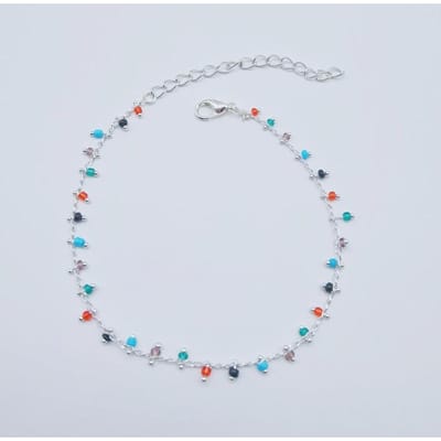 Mode Nieuwe Enkelband Dubbele Voet Gekleurde Rijstkraal Kwastje Hanger Voetornament Voor Vrouwen Bedel Accessoires Strand Sieraden gray
