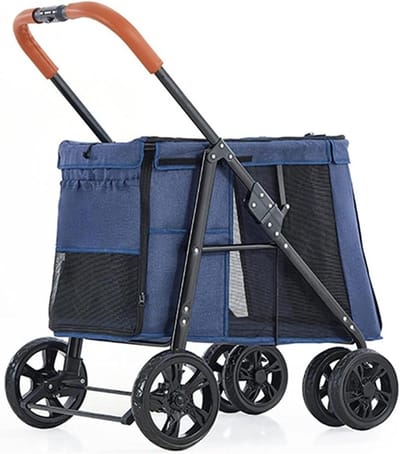 Huisdieren Kinderwagen - Hondenbuggy - Dieren Vervoeren - Opvouwbaar Lichtgewicht - 30KG Draagvermogen - Blauw