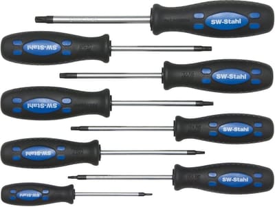 SW-Stahl 31500L schroevendraaierset met TR-profiel I T8 - T40 I TX-schroevendraaierset I T-schroevendraaiergereedschap met kopgat