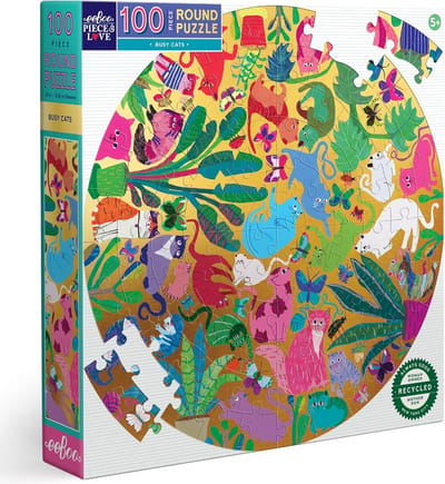 Ronde Puzzel - Puzzelspel Katten - Ontspanning Thuis - 100 Stukjes - 28 cm Diameter - Multicolor