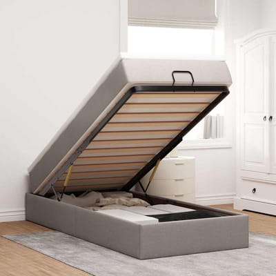 vidaXL - Ottoman - bed - met - matras - 90x200cm - stof - taupe