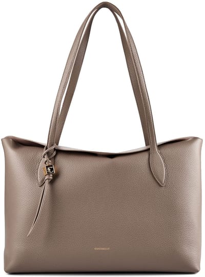 COCCINELLE Leren schoudertas Thess Handbag Grained Leather Warm Taupe