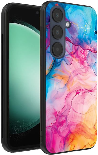 Smartphonica Telefoonhoesje Geschikt voor Samsung Galaxy S23 FE met Regenboog Acryl Marmer Opdruk - TPU Backcover Case Rainbow Acrylic Marble Design geschikt voor Samsung Galaxy S23 FE
