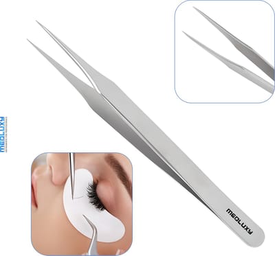 Medluxy Pro - Wimperpincet - 12 cm - Recht - Fijne Punt - [WP0561] (Eyelash Tweezer - RVS Pincet voor Wimperextions - Nepwimpers, Hobby, Horlogemaker)