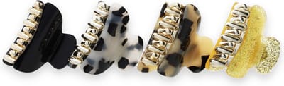 Lajetti - 4 stuks Kleine Haarklemmen Panterprint Goud Zwart - Dames Hairclip
