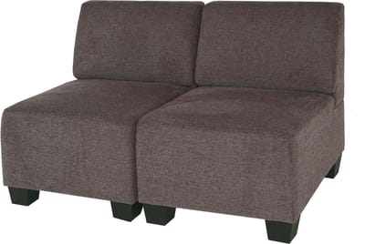 Modulaire 2-zitsbank Lyon, stof/textiel ~ bruin, zonder armleuningen