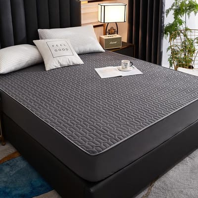 Waterdichte Verdikte Matrasbeschermer Gewatteerde Latex Mat Bedovertrekken Pad Huidvriendelijk Hoeslaken Beschermer Sprei150/160/180x200 90x200x30cm gray