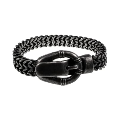 Visgraat Armband Heren - Verouderd Roestvrij Stalen - Schakelarmband met Gespsluiting