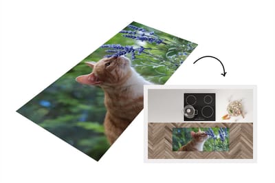 Keukenloper - Loper keuken - Kat - Bloemen - Paars - 120x50 cm - Keukenloper vinyl