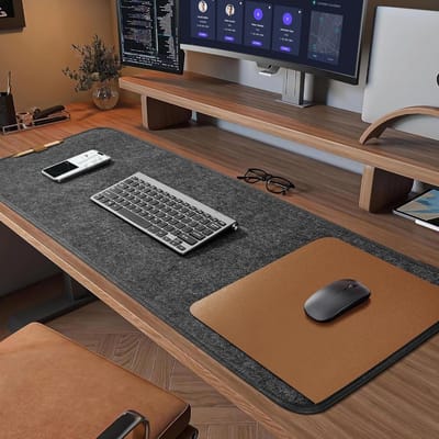 Famanu – Bureauonderlegger - vilt - antislip - 100 x 40 cm - bureaumat - onderlegger - bureauonderlegmat - muismat - XXL - bureauonderlegger - tafelonderlegger - bureau voor kantoor - thuis - donkergrijs