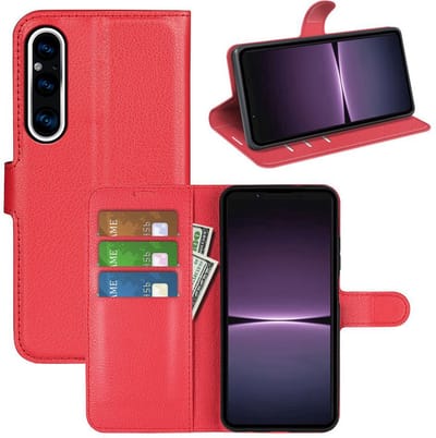 MobyDefend Hoesje - Geschikt voor Sony Xperia 1 V - Kunstleren Wallet Book Case (Sluiting Voorkant) - Rood