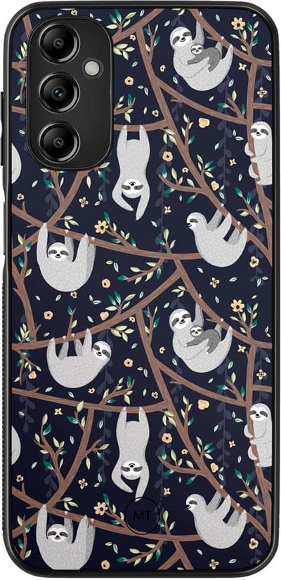 Hoesje geschikt voor Samsung Galaxy A14 5G - Luiaard print - TPU Hard Case Backcover - Blauw - Mooie Telefoonhoesjes