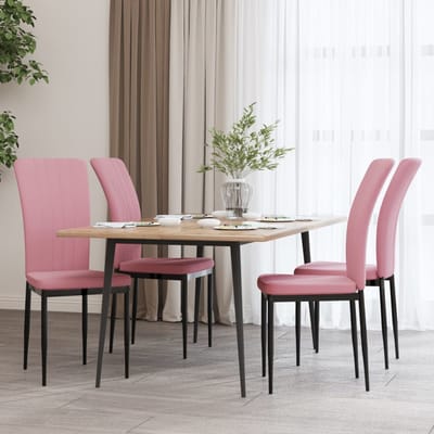 vidaXL - Eetkamerstoelen - 4 - st - fluweel - roze