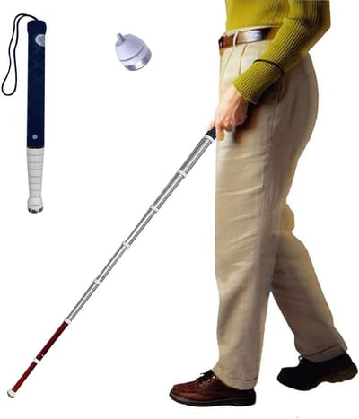 Blindenstok Telescopisch - Hulpmiddel Mobiliteit - Veilig Op Weg - Titaniumlegering Rolkop - 118 cm - Zwart