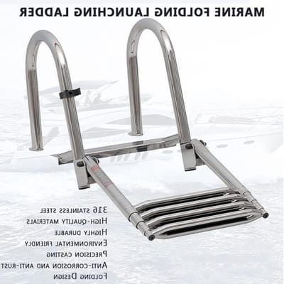 Telescopische Ladder - Vouwladder Opvouwbaar - Toegang tot Boot - Roestvrij Staal - 300 Lbs Capaciteit - Zilver