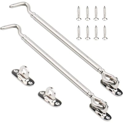 EXCITAT Deurgrendel - Windhaak - Zware deurgrendel - Cabinehaak - Roestvrij staal - met schroeven - Raambevestigingsbeugel - 2-pack
