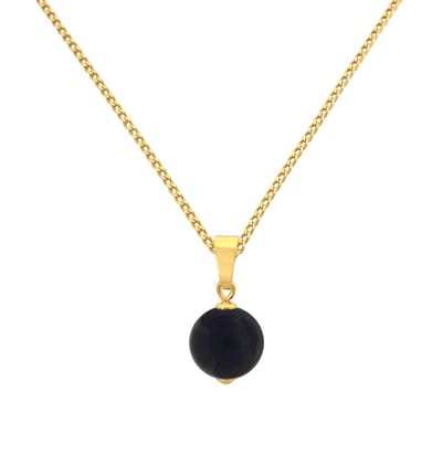 ARLIZI 2146 Ketting zwarte onyx hanger - verguld - 46 cm
