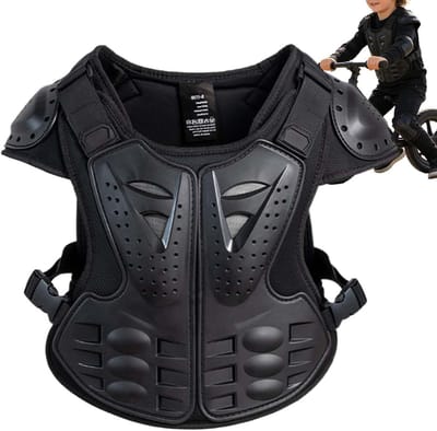 Kinder Beschermingsset - Motorpak Jeugd - Buiten Sporten - Robuuste Valbescherming - 45 x 36 cm - Zwart