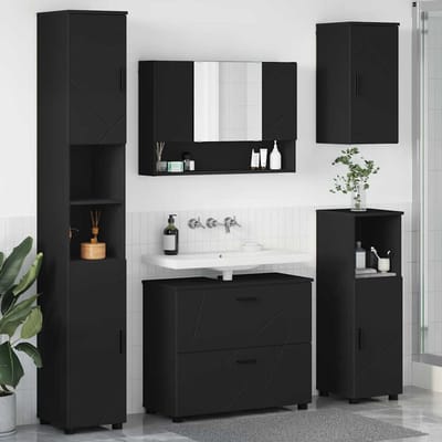 vidaXL - Badkamermeubel - Set - 5 - st - Zwart - 35 - x - 30 - x - 192 - cm