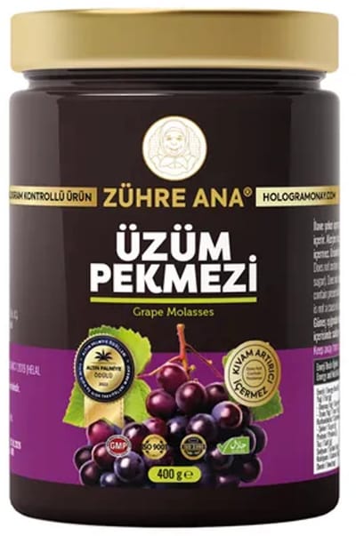 Zühre Ana Natuurlijk Druivensiroop - 100% Natuurlijk, Voedzaam voor Jong en Oud - Doğal ve Besleyici Üzüm Pekmezi - 400 gr