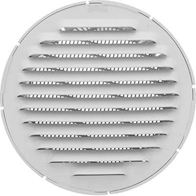 Rond aluminium ventilatierooster met muggennet voor keuken en badkamer, binnendiameter Ø 12 cm, kleur wit