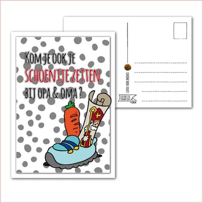 Kaart Sinterklaas -> Schoentje zetten - No: 02 (Schoen-stippen-opa&oma) - LeuksteKaartjes.nl by xMar