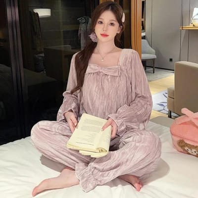 Grote Maat Velvet Luxe Loungewear Dames Winter Lange Mouw Loungewear Set 2-Delige Dames Pyjama Set Losse Set 5XL beige